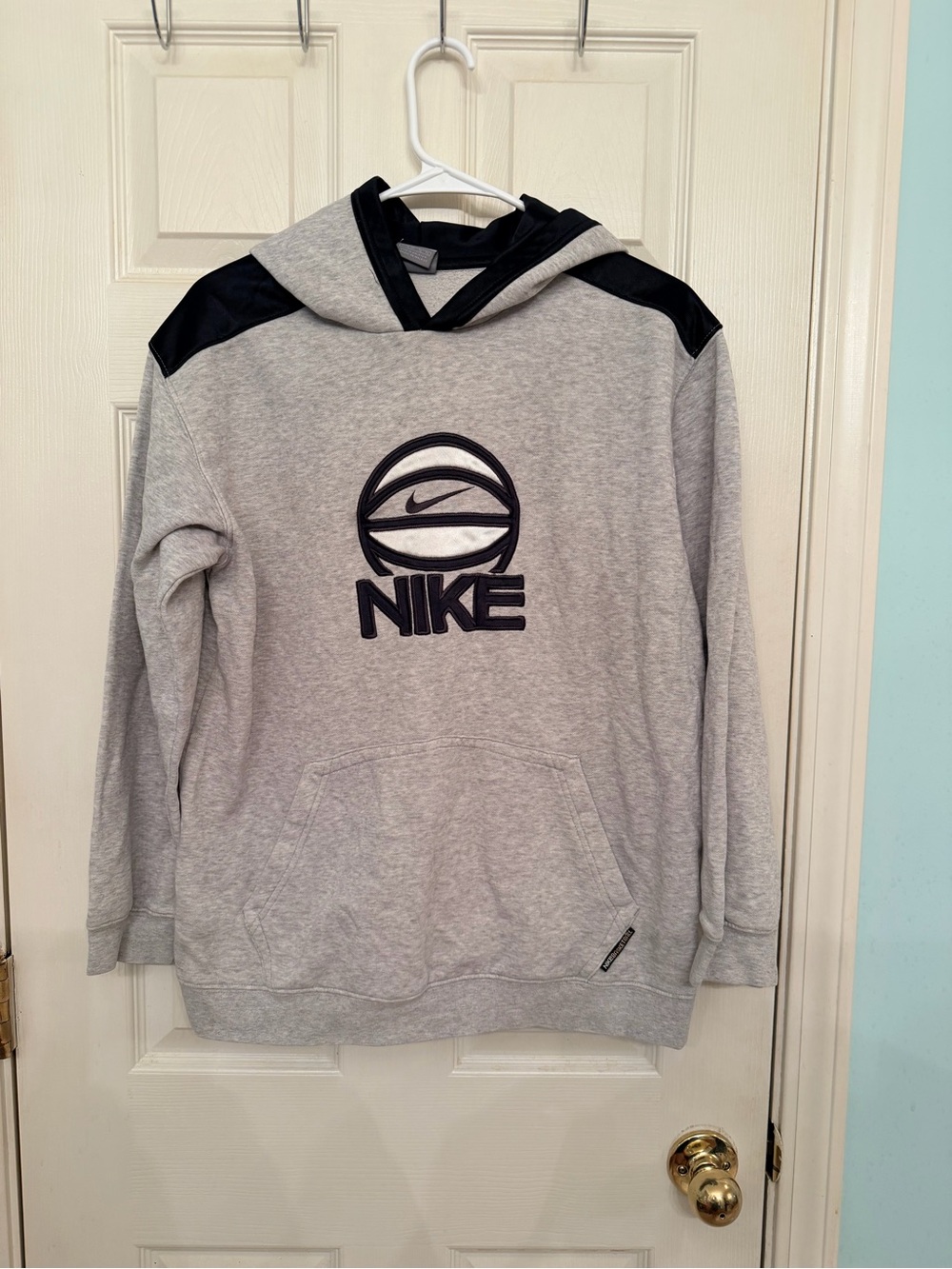 Nike Gray and Black Kids Hoodie Sweatshirt with Logo